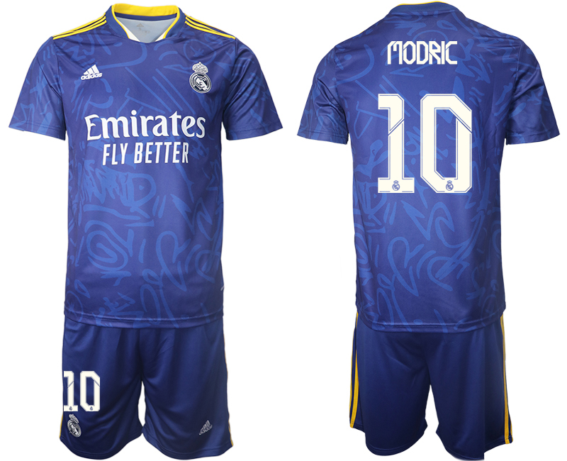 Men 2021-2022 Club Real Madrid away blue #10 Soccer Jersey